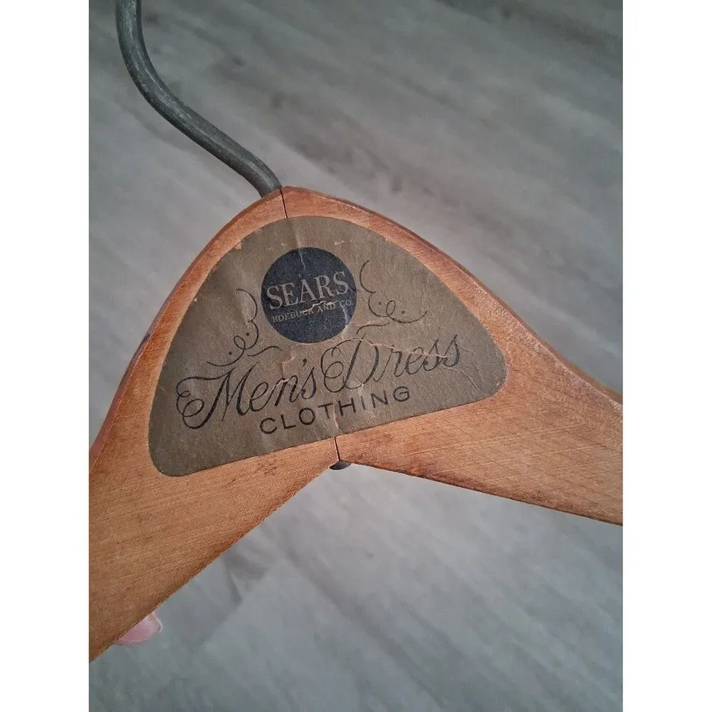 Vintage Sears Roebuck and Co Men's Dress Clothing Hanger Wood & Metal